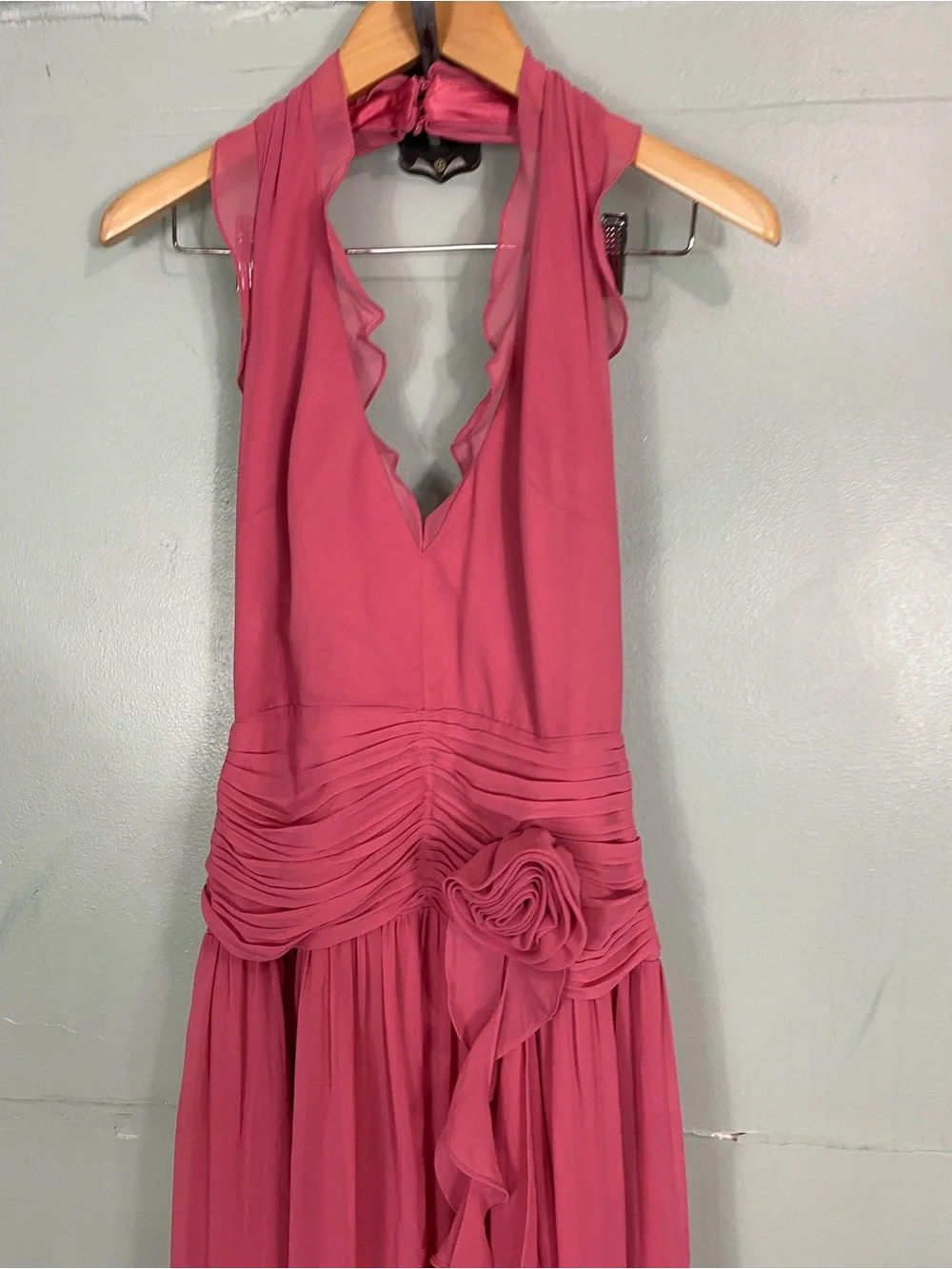 BHLDN Plunge Halter-Neck Chiffon Maxi Dress Size 4
